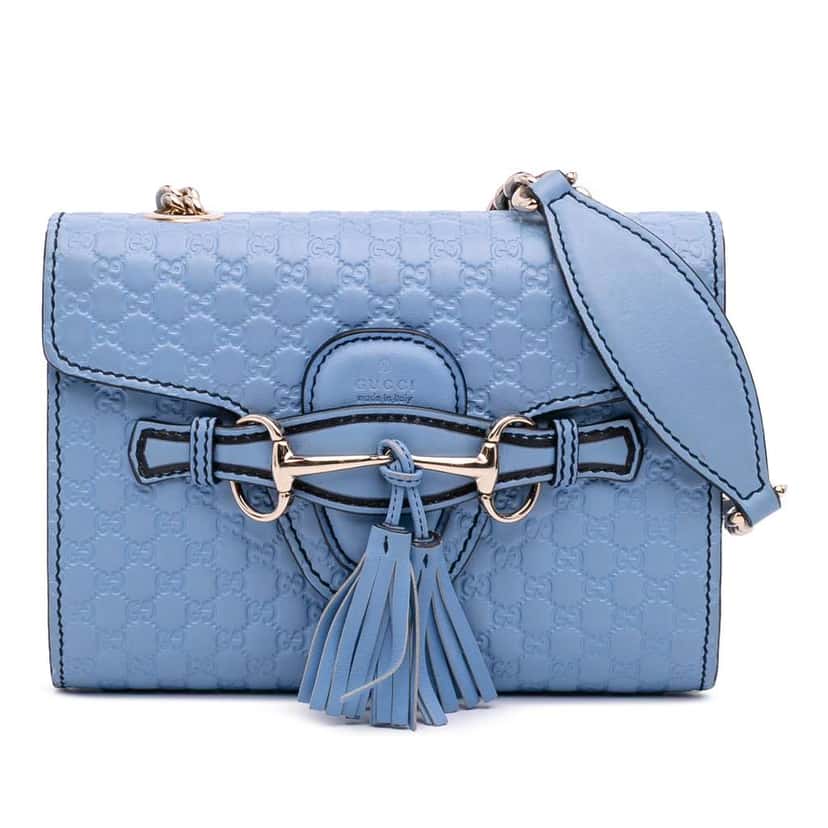 Gucci Mini Microguccissima Emily Crossbody Blue Leather Good condition - Front View