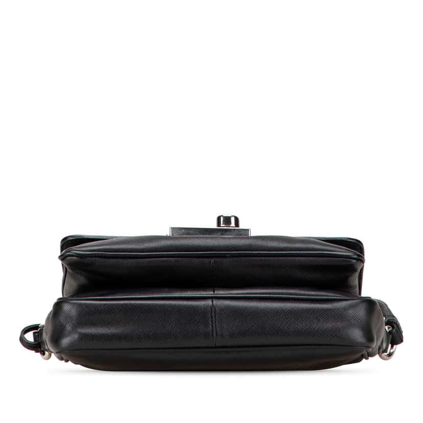 Prada Saffiano Righe Sound Lock Crossbody Black Leather Good condition - Inside View