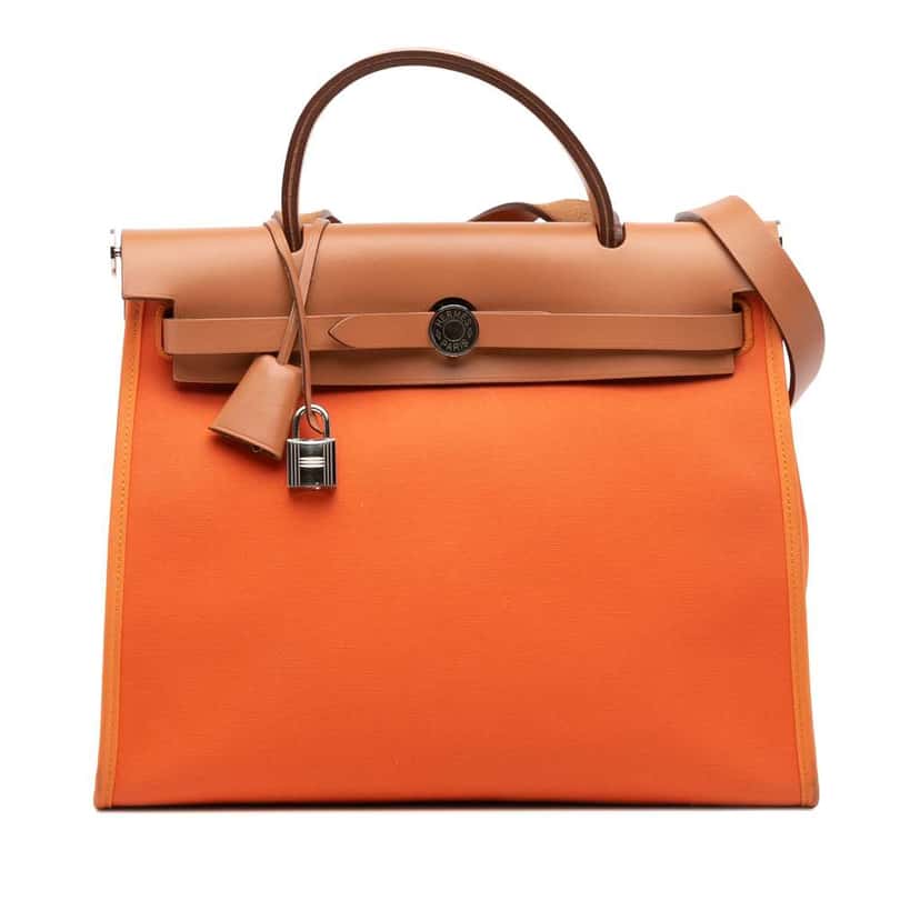 Hermès Toile Herbag Zip 31 Orange Canvas Good condition - Front View