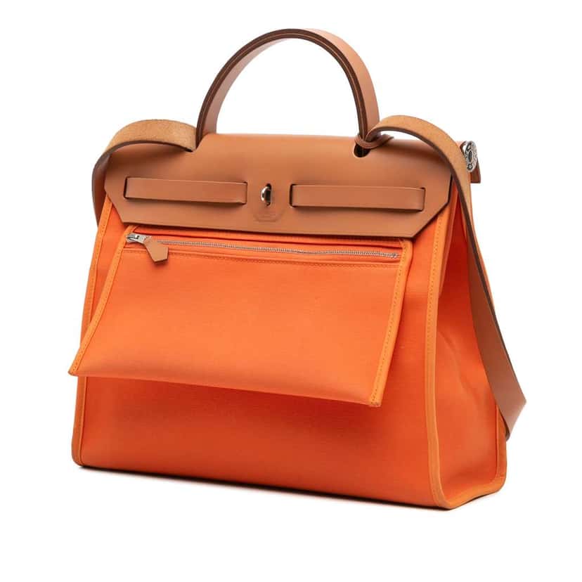 Hermès Toile Herbag Zip 31 Orange Canvas Good condition - Back View