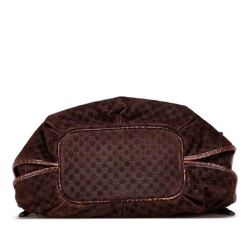 Celine Macadam Suede and Croc Embossed Leather Bittersweet Hobo Brown Leather Good condition - Inside View