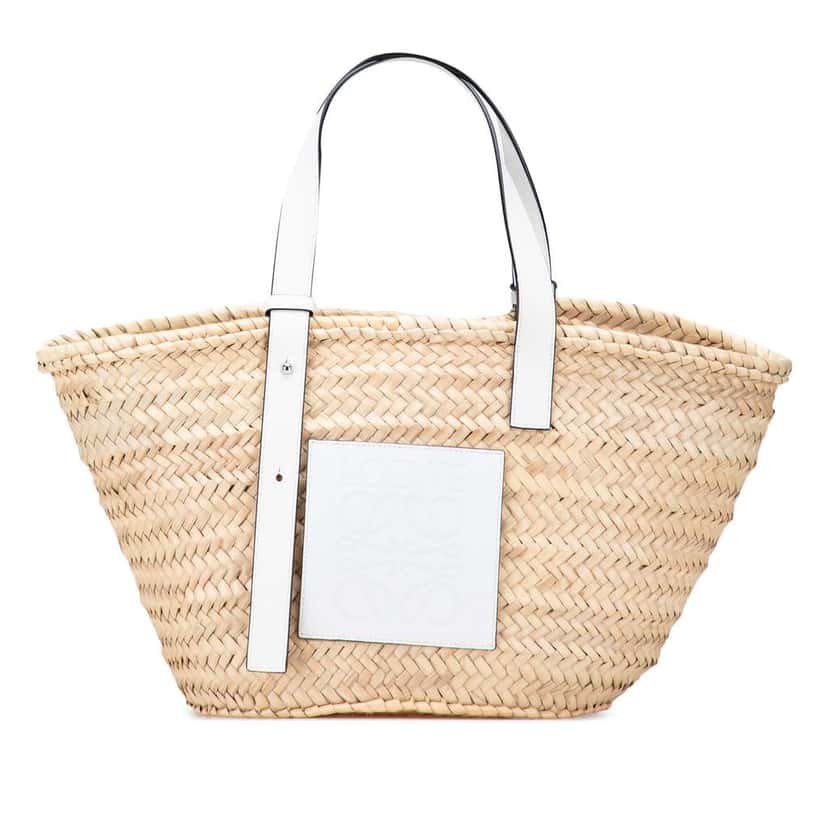 Loewe Medium Raffia Basket Tote Brown Good condition - Front View