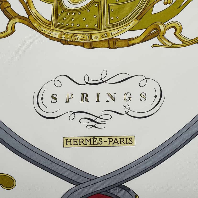 Hermès Springs Silk Scarf White Silk Very good condition - Back View
