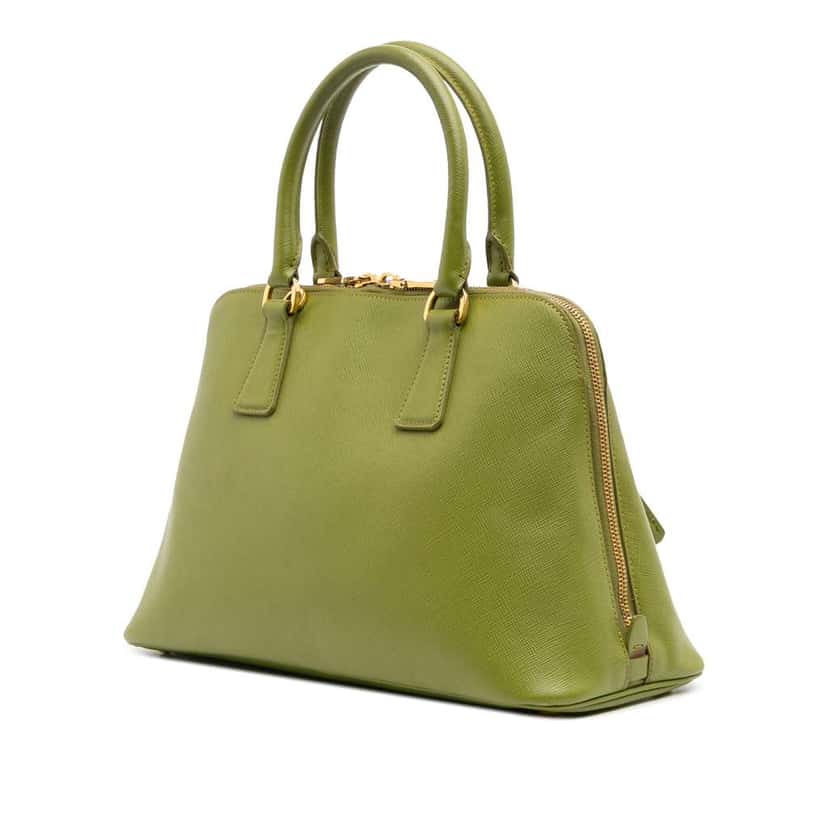 Prada Medium Saffiano Lux Promenade Satchel Green Leather Good condition - Back View