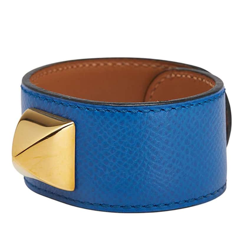 Hermès Leather Medor Bracelet Blue Leather Good condition - Back View