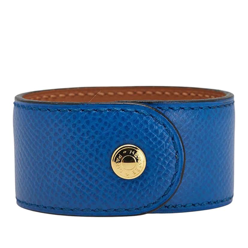 Hermès Leather Medor Bracelet Blue Leather Good condition - Inside View