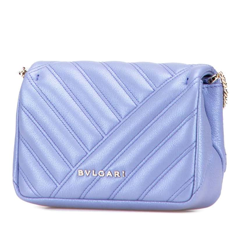 Bvlgari Leather Serpenti Cabochon Chain Crossbody Purple Leather Good condition - Back View
