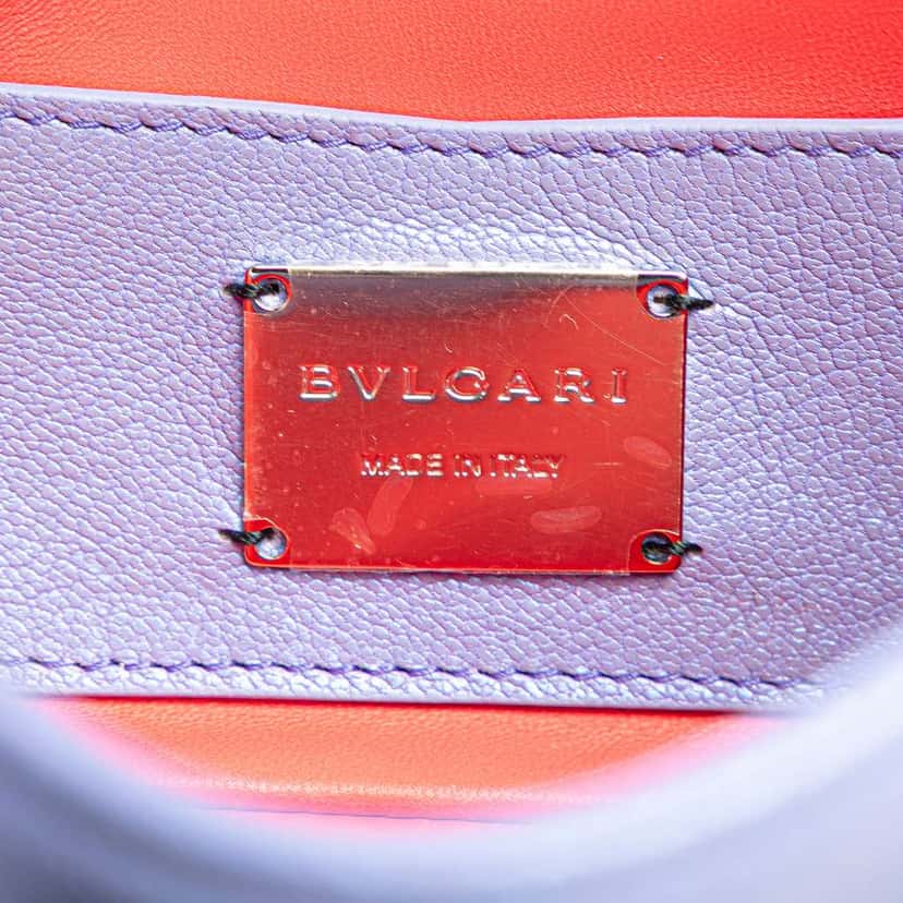 Bvlgari Leather Serpenti Cabochon Chain Crossbody Purple Leather Good condition - Box View