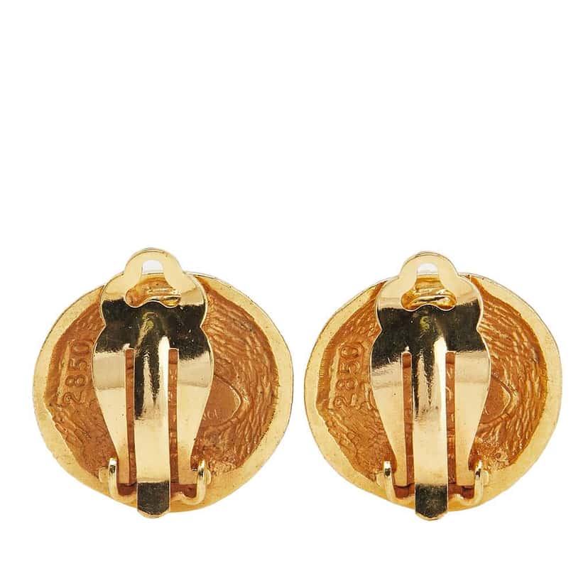 Chanel Gold Plated CC Clip On Earrings Gold Metal Good condition - Back View