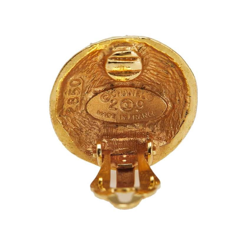 Chanel Gold Plated CC Clip On Earrings Gold Metal Good condition - Inside View