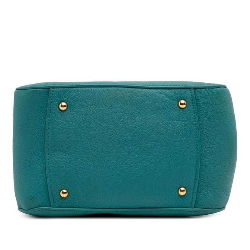 Miu Miu Goatskin Madras Satchel Blue Leather Good condition - Inside View