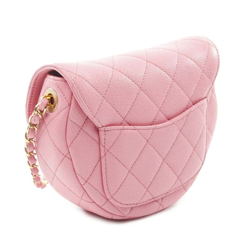 Chanel Mini Quilted Caviar CC Messenger Flap Pink Leather Good condition - Back View