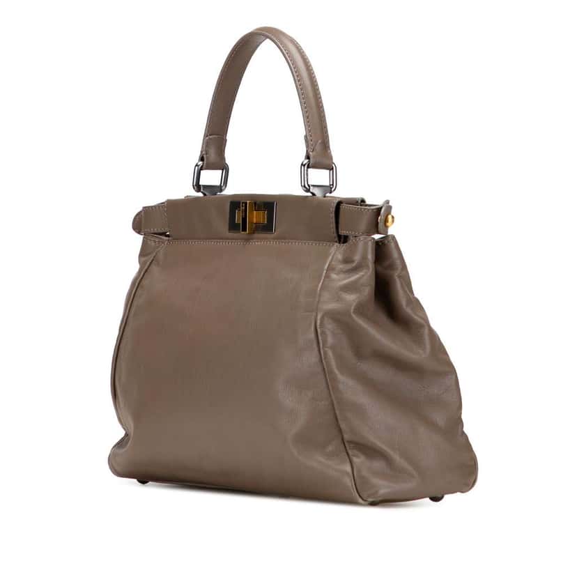 Fendi Medium Calfskin Peekaboo Iconic Satchel Brown Leather Good condition - Back View
