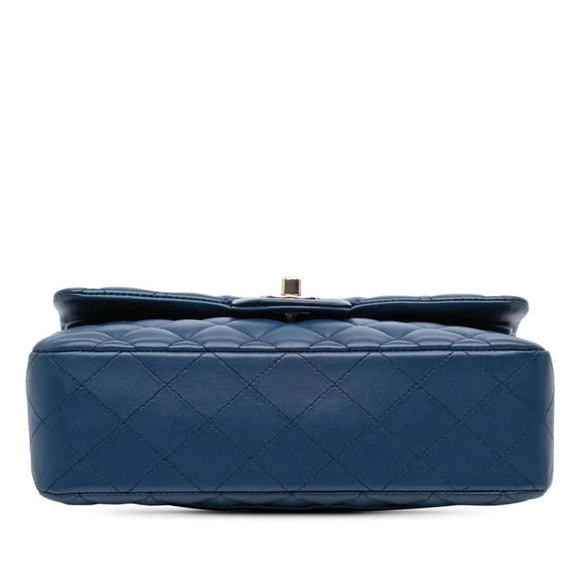 Chanel Small Classic Lambskin Double Flap Blue Leather Good condition - Inside View