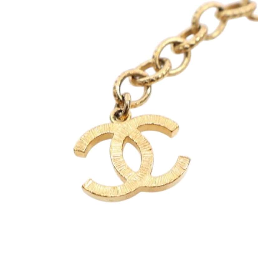 Chanel CC Gold Plated Leather Woven Logo Layered Chain Belt Gold Metal Good condition - Back View