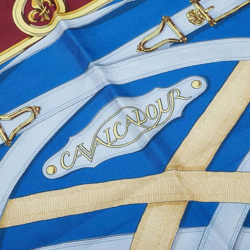 Hermès Cavalcadour Voltigeur Silk Scarf Blue Silk Good condition - Box View