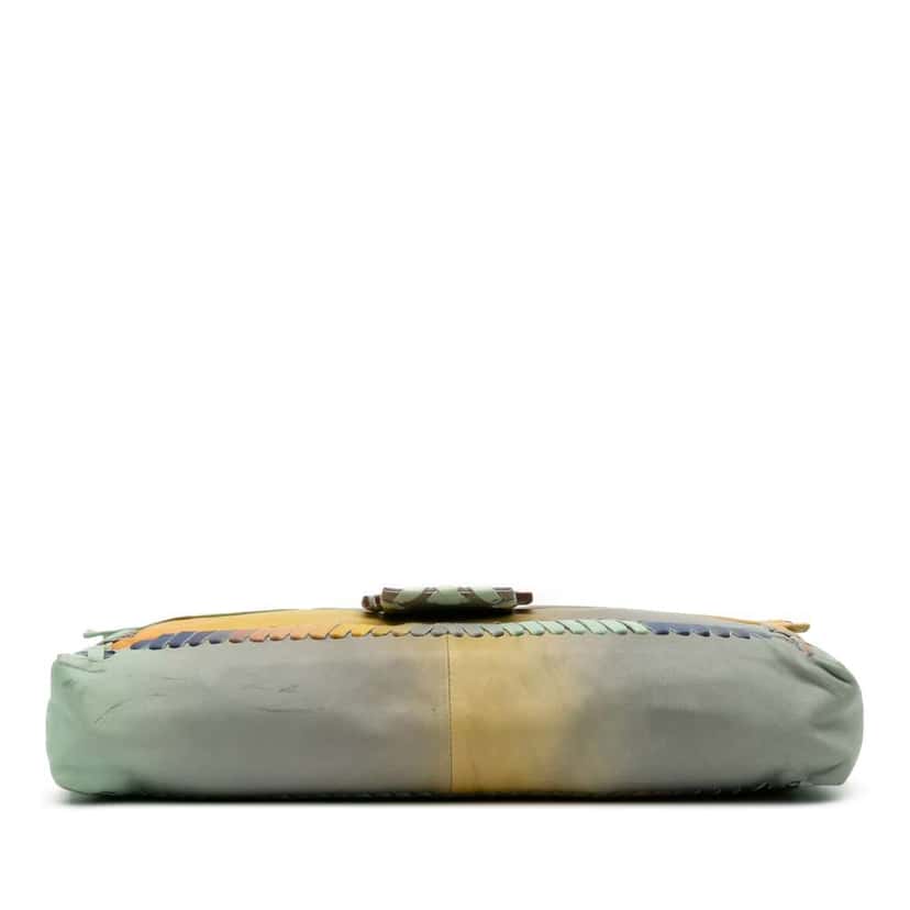Fendi Large Multicolor Leather Whipstitch Baguette Crossbody Green Leather Good condition - Inside View