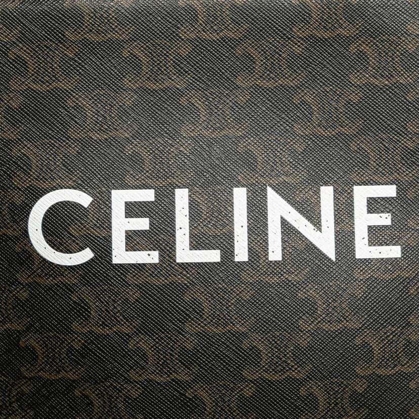 Celine Mini Triomphe Coated Canvas Vertical Cabas Satchel Brown Canvas Good condition - Box View