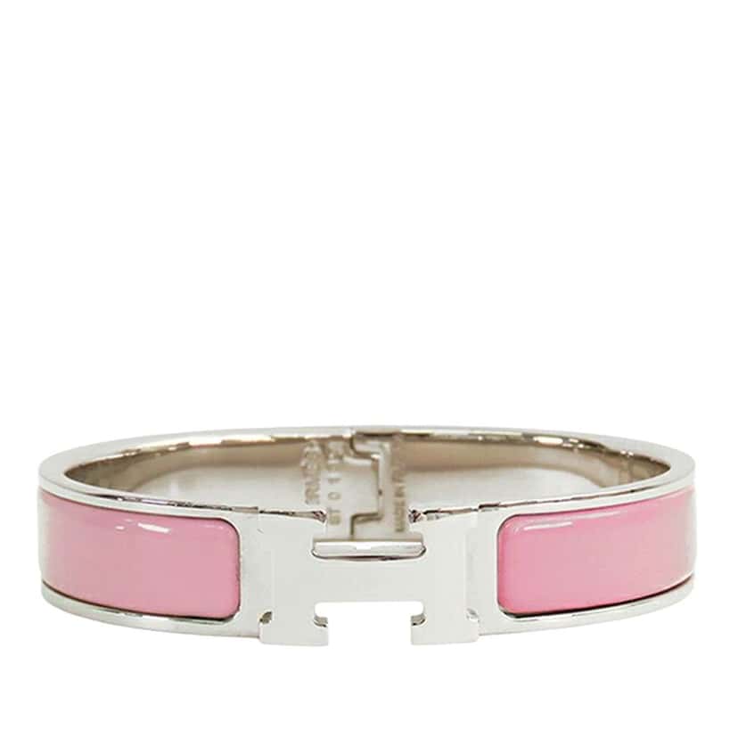 Hermès Narrow Enamel Clic H Bracelet PM Pink Good condition - Front View