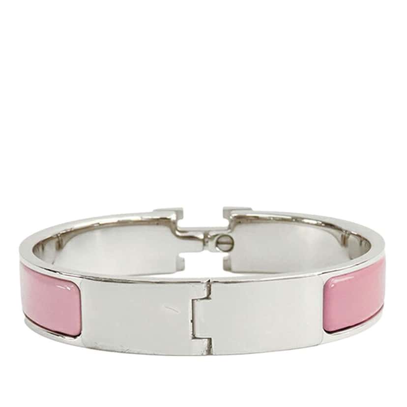 Hermès Narrow Enamel Clic H Bracelet PM Pink Good condition - Back View