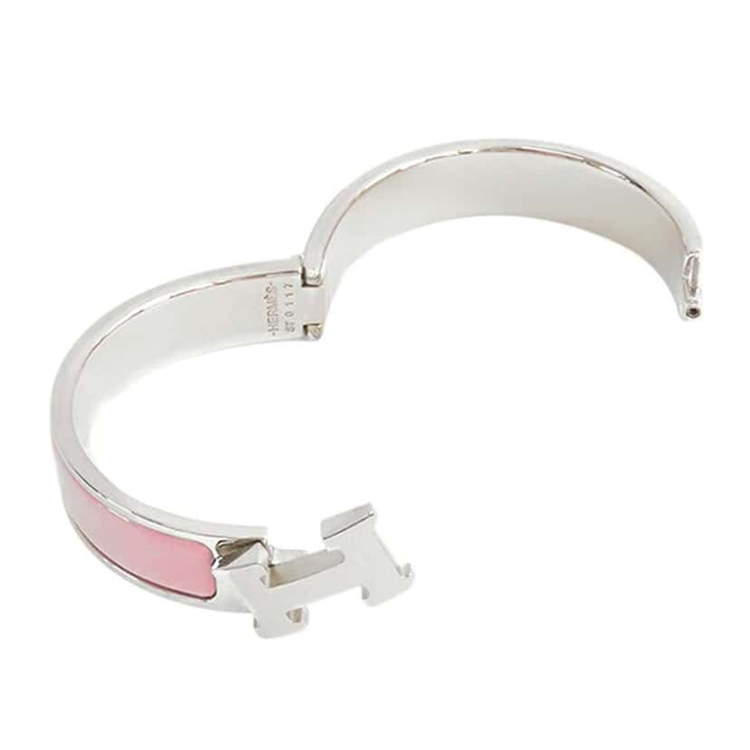 Hermès Narrow Enamel Clic H Bracelet PM Pink Good condition - Inside View