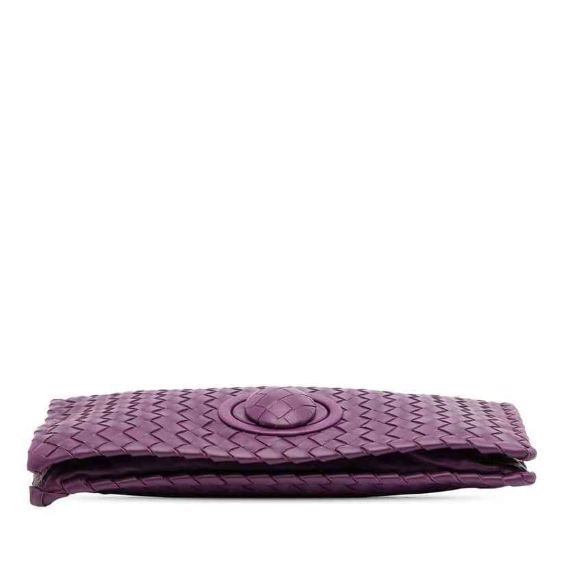 Bottega Veneta Nappa Intrecciato Turn Lock Clutch Purple Leather Good condition - Inside View