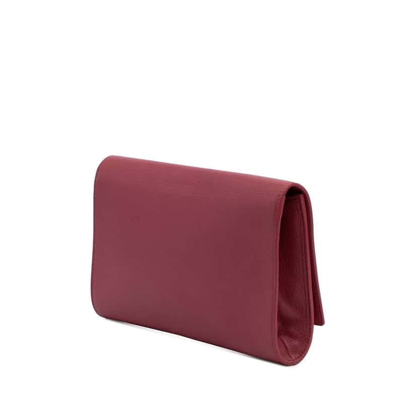 Saint Laurent Large Leather Belle de Jour Clutch Pink Leather Good condition - Back View