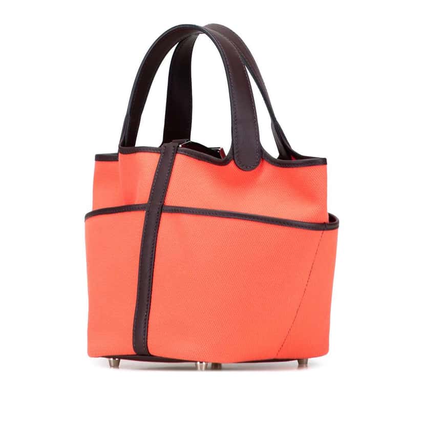 Hermès Toile Goeland and Swift Cargo Picotin Lock 18 Pink Canvas Good condition - Back View