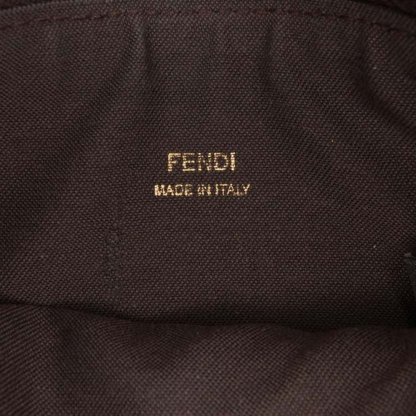 Fendi Zucchino Spalmati Chain Pochette Brown Canvas Good condition - Box View