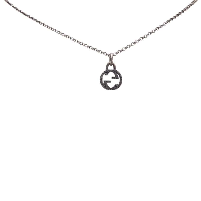 Gucci Sterling Silver Interlocking G Pendant Necklace Silver Silver Good condition - Front View