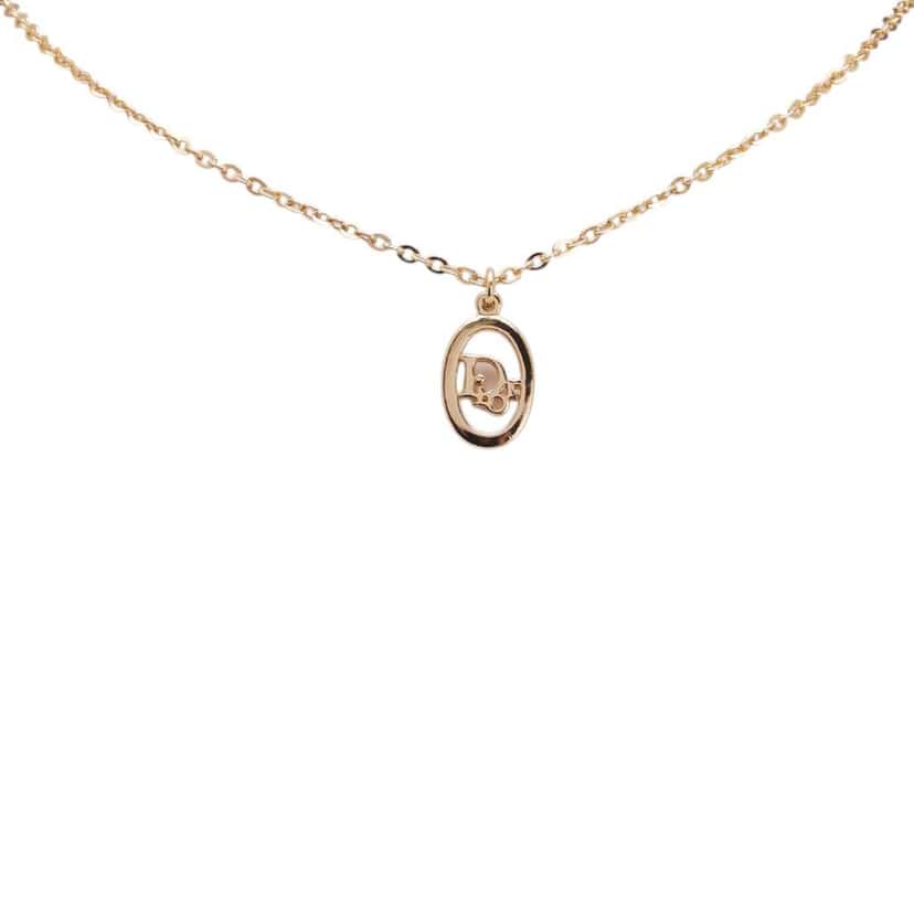 Dior Gold Plated CD Logo Pendant Necklace Gold Metal Good condition - Front View
