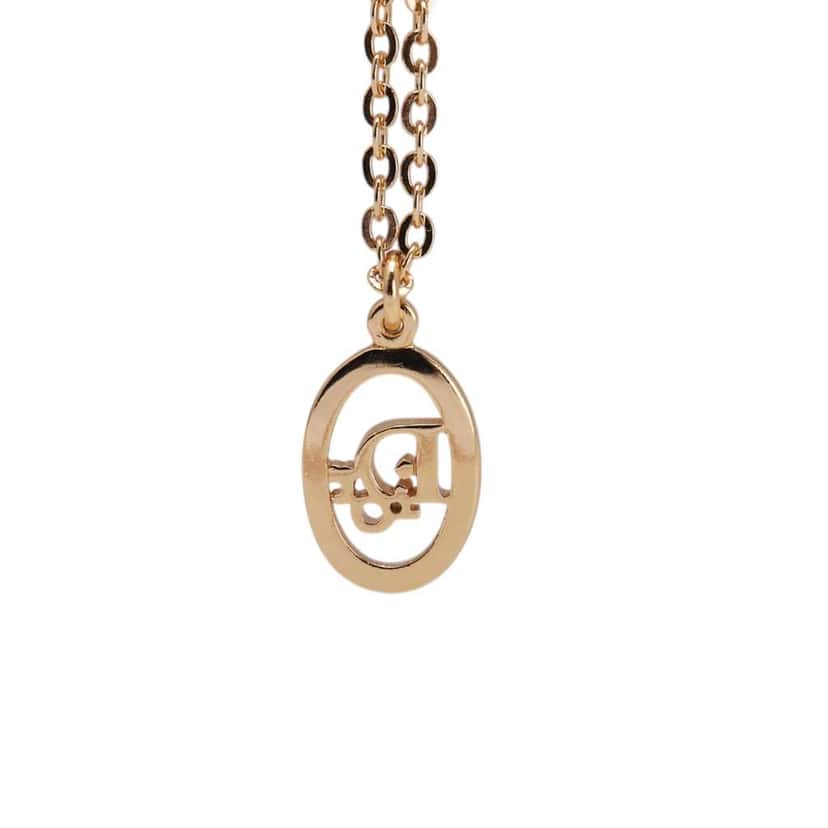 Dior Gold Plated CD Logo Pendant Necklace Gold Metal Good condition - Back View