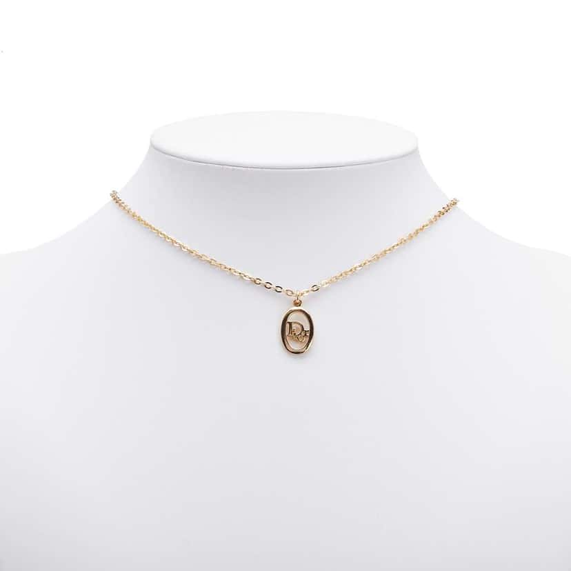Dior Gold Plated CD Logo Pendant Necklace Gold Metal Good condition - Box View