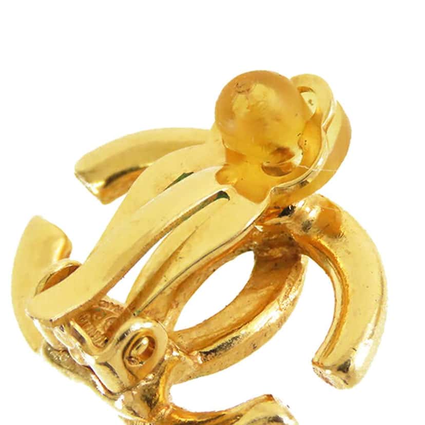 Chanel Gold Plated CC Clip on Earrings Gold Metal Good condition - Inside View