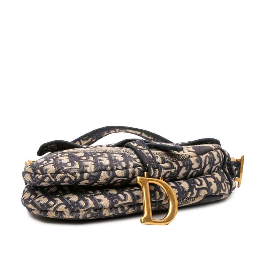 Dior Oblique Embroidered Canvas Saddle Bag Blue Canvas Good condition - Inside View