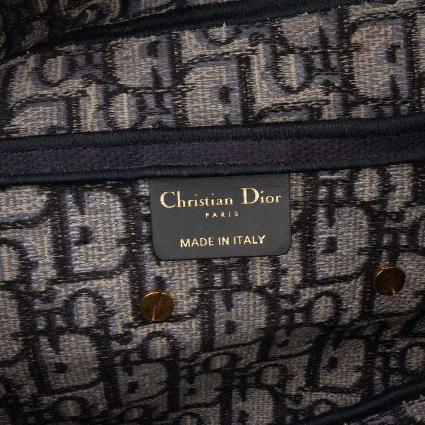 Dior Oblique Embroidered Canvas Saddle Bag Blue Canvas Good condition - Box View