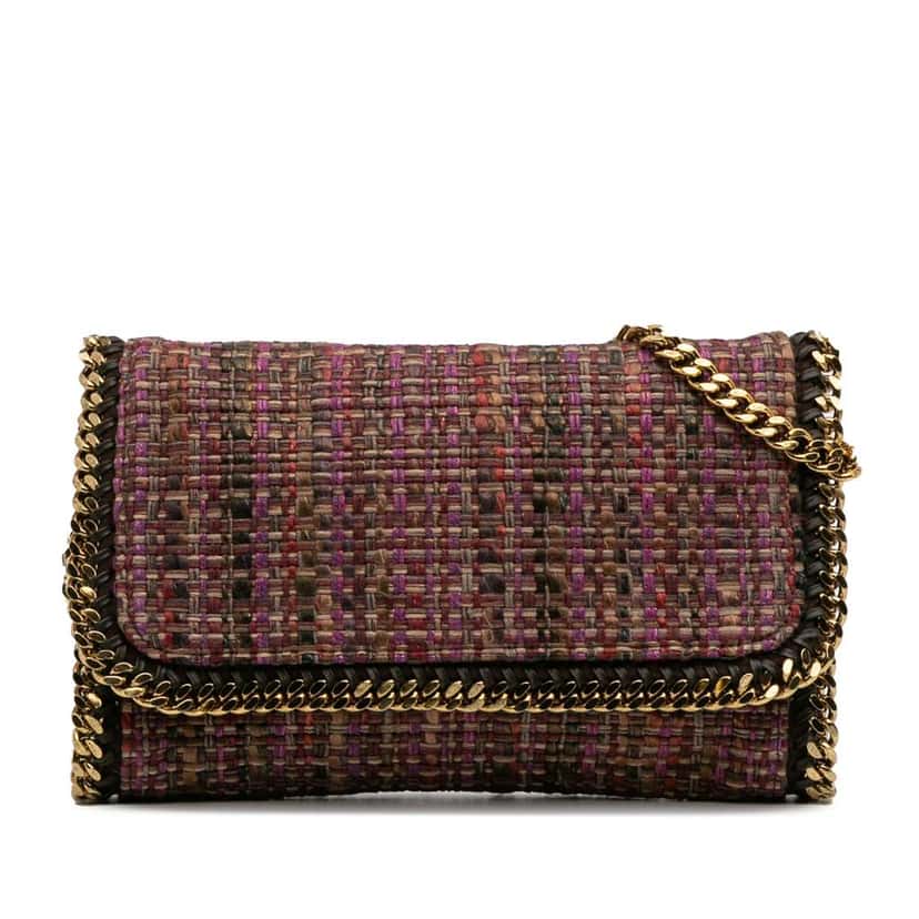 Stella Mccartney Boucle Tweed Falabella Shoulder Bag Pink Tweed Good condition - Front View