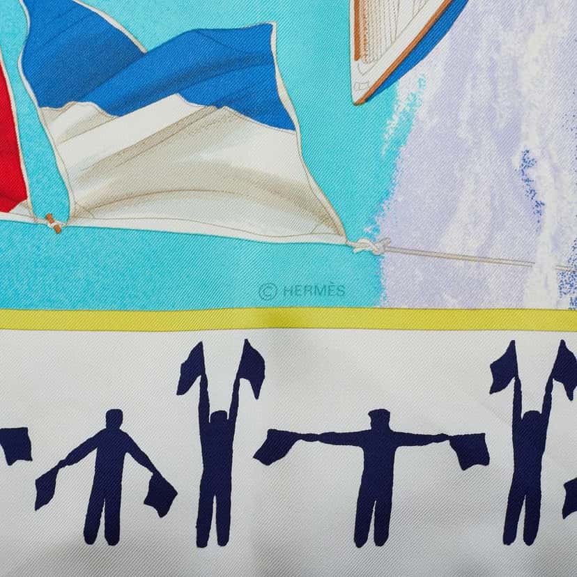 Hermès En Course Silk Scarf Blue Silk Good condition - Model View
