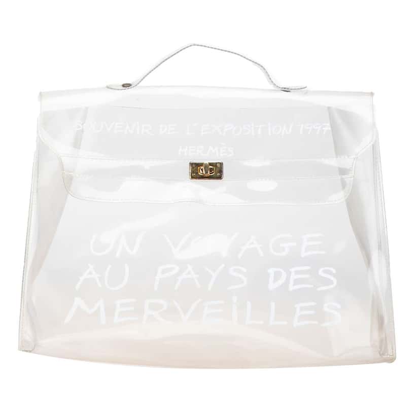 Hermès Vinyl Souvenir De L Exposition Kelly Handbag White Good condition - Front View