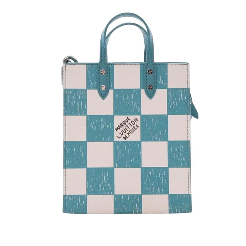 Louis Vuitton Damier Checkerboard Sac Plat XS Blue Leather Good condition - Inside View