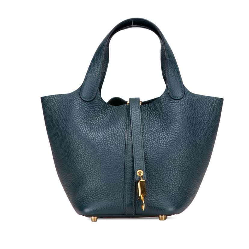 Hermès Clemence Picotin Lock 18 Green Leather Good condition - Front View