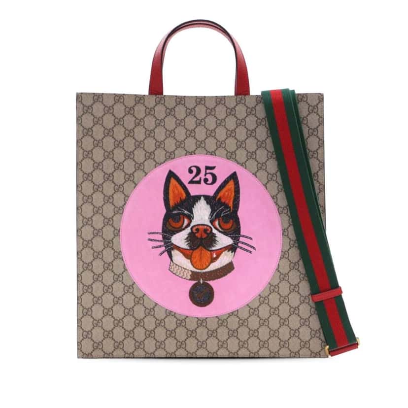 Gucci GG Supreme Web Bosco Satchel Brown Canvas Good condition - Front View