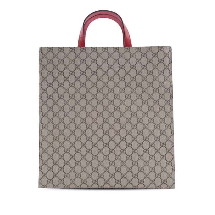 Gucci GG Supreme Web Bosco Satchel Brown Canvas Good condition - Back View