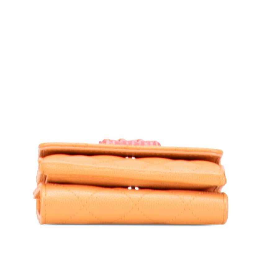 Chanel Quilted Caviar 19 Compact Flap Wallet Orange Leather Good condition - Inside View