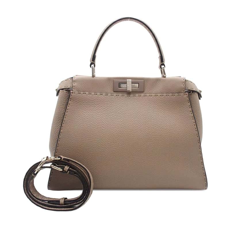 Fendi Medium Leather Selleria Peekaboo Iconic Satchel Brown Leather Good condition - Front View
