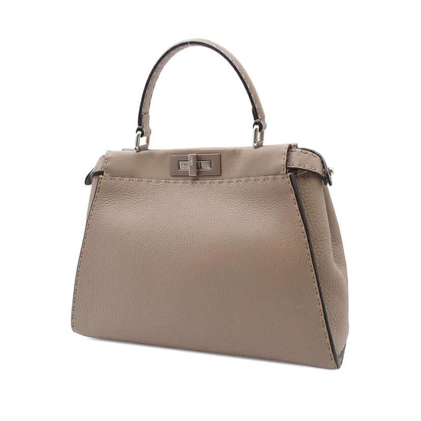 Fendi Medium Leather Selleria Peekaboo Iconic Satchel Brown Leather Good condition - Back View