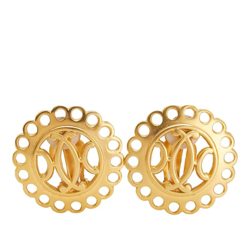 Hermès Gold Plated Bijouterie Fantaisie Clip on Earrings Gold Metal Good condition - Front View