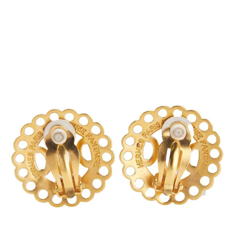Hermès Gold Plated Bijouterie Fantaisie Clip on Earrings Gold Metal Good condition - Back View