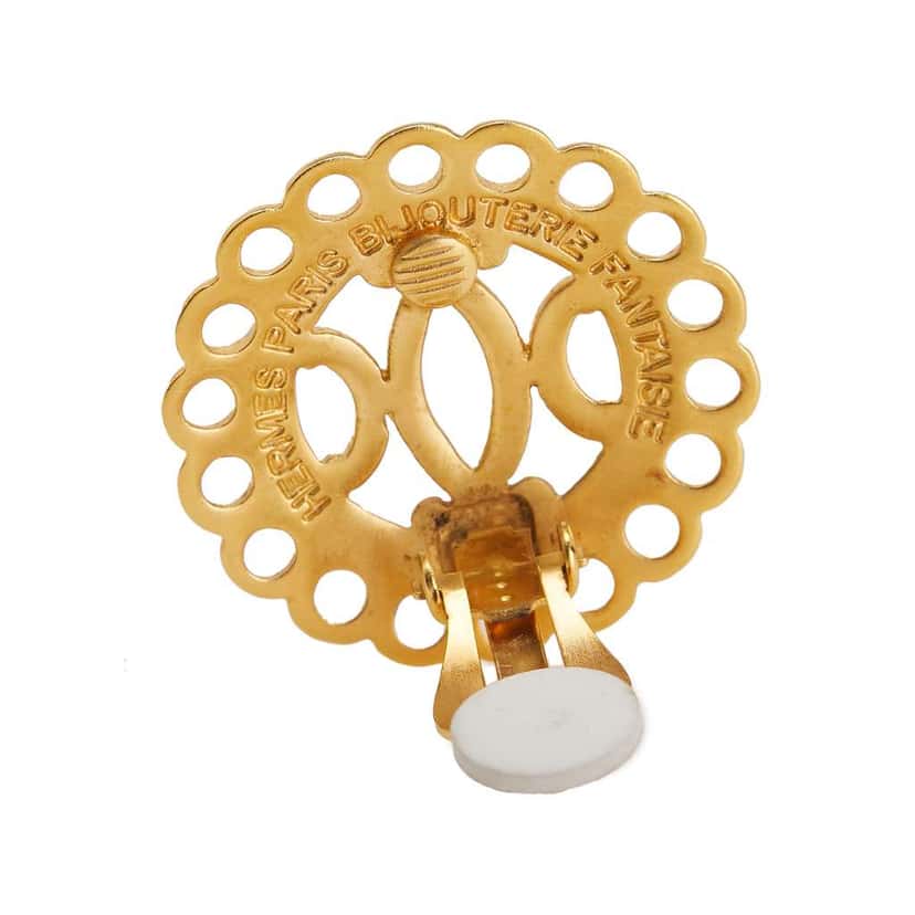 Hermès Gold Plated Bijouterie Fantaisie Clip on Earrings Gold Metal Good condition - Inside View