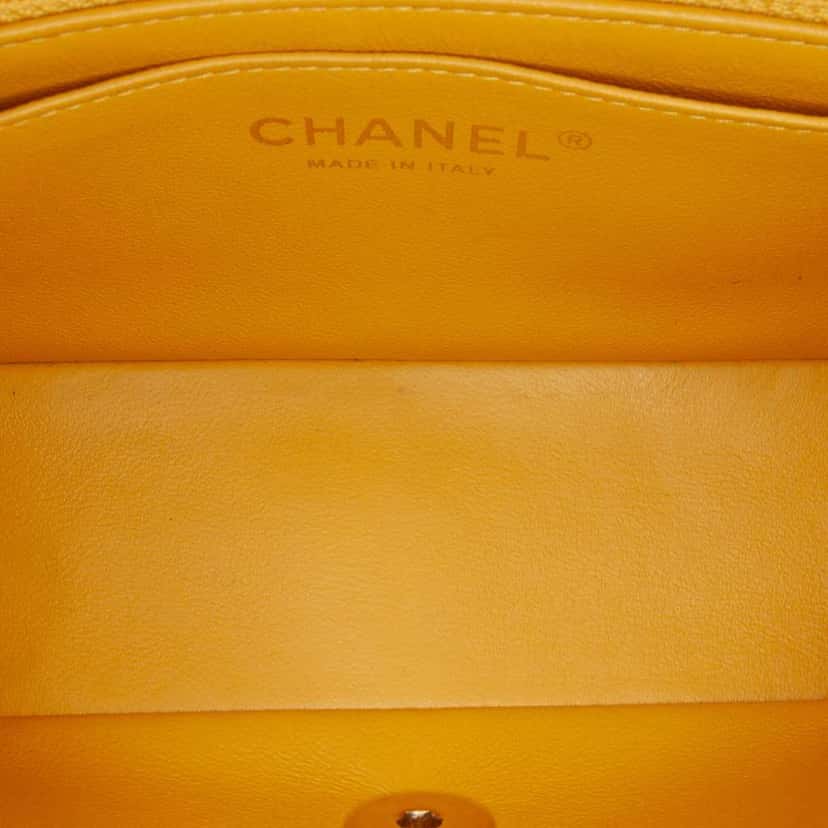 Chanel Mini Rectangular Classic Lambskin Single Flap Yellow Leather Good condition - Model View